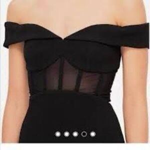 Misha Colby Bonded Black Off-Shoulder Corset Jumpsuit Large